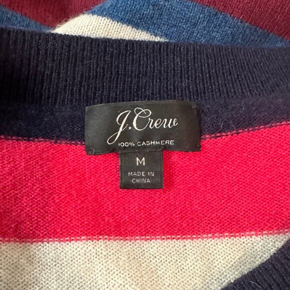 J. Crew 100% Cashmere Everyday Striped Sweater Top Crew Neck Pullover - Picture 9 of 13